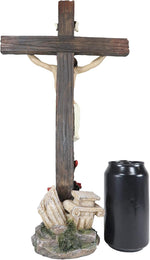 Hand-painted polyresin Jesus on cross figurine back view