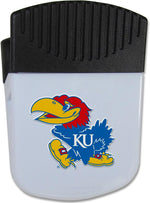White NCAA chip clip demonstrating bag sealing capability