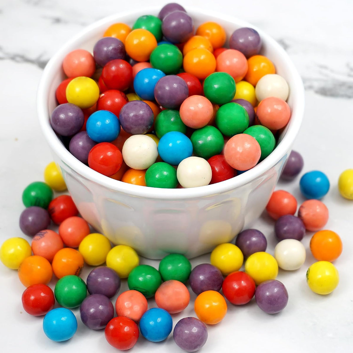 The Hampton Popcorn Company Mini Gumballs collection of red blue pink orange and green assorted bubble gum balls