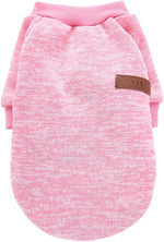 Jecikelon fleece dog sweater pink pullover back view on pet