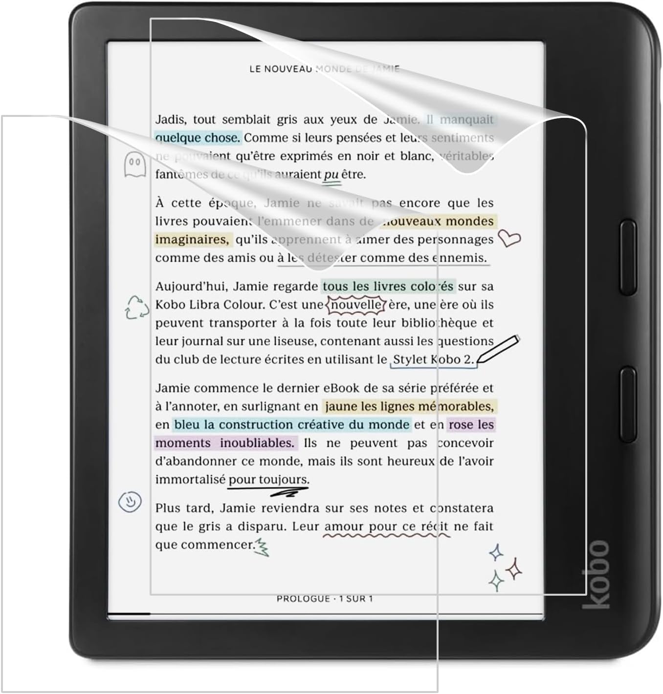 MoKo 2-Pack Matte Screen Protector for Kobo Libra Colour and Libra 2 front view