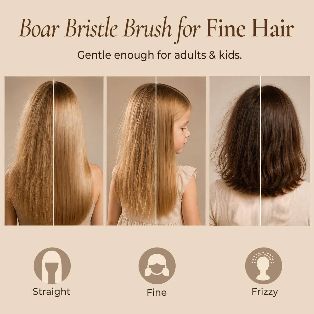 Beauty by Earth bamboo handle hair brush close up