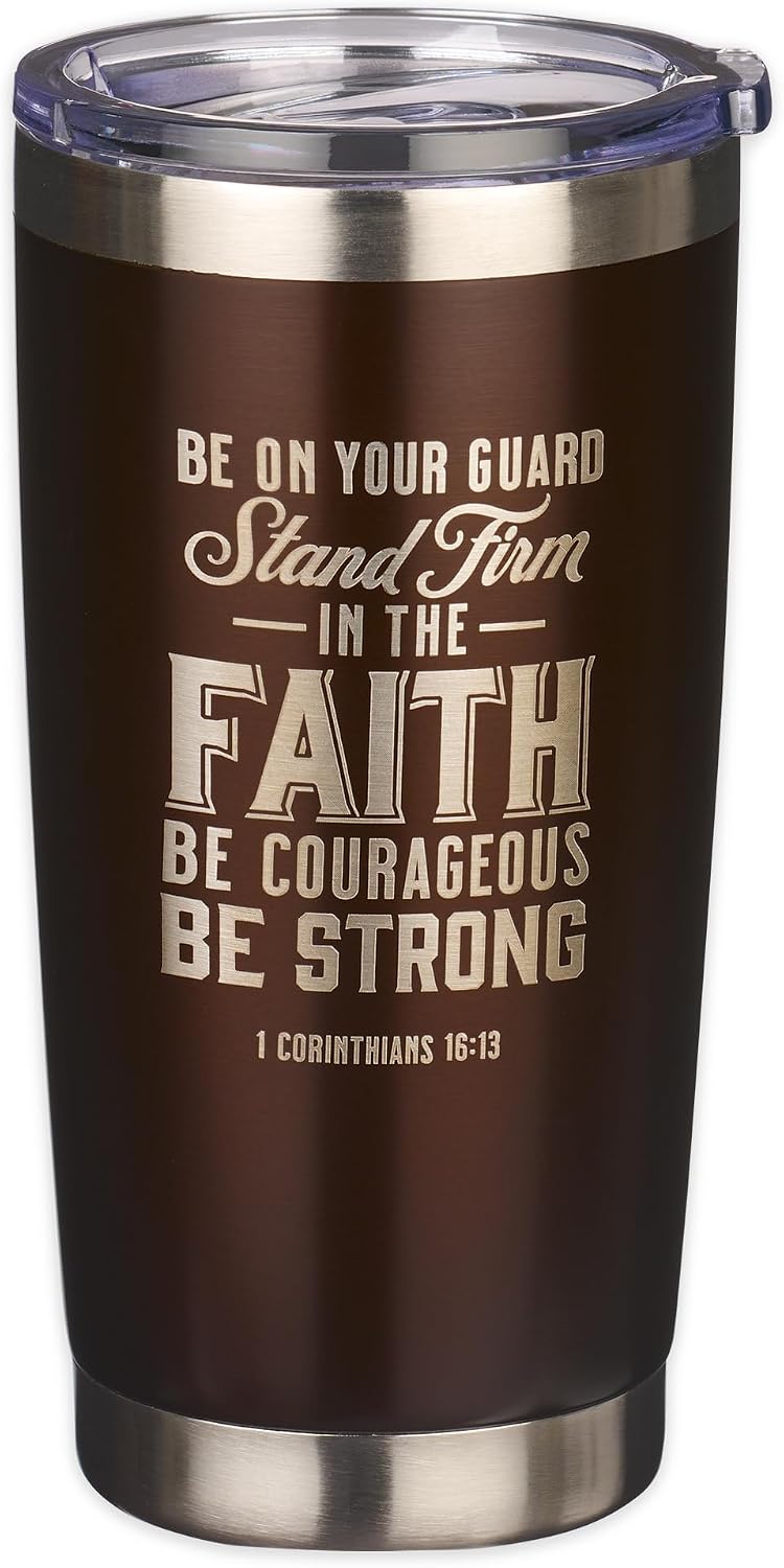 Christian Art Gifts Large Premium Stainless Steel Vacuum Sealed Insulated Travel Mug Tumbler for Men & Women: Faith Inspiring Mountain Theme, Leak-Proof Retractable Lid, All Day Hot/Cold, Brown, 18 oz - Image 11