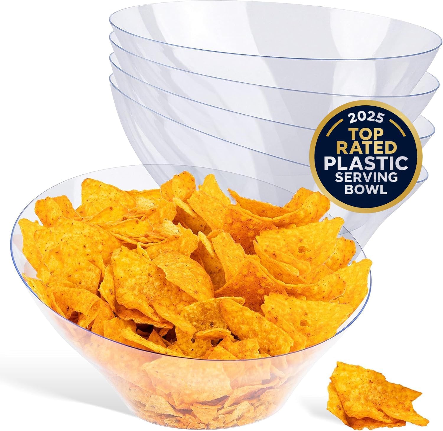 Stock Your Home clear plastic serving bowls front view for party snacks.