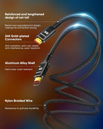 Close-up of 24K gold-plated connectors on Snowkids HDMI 2.1 cable