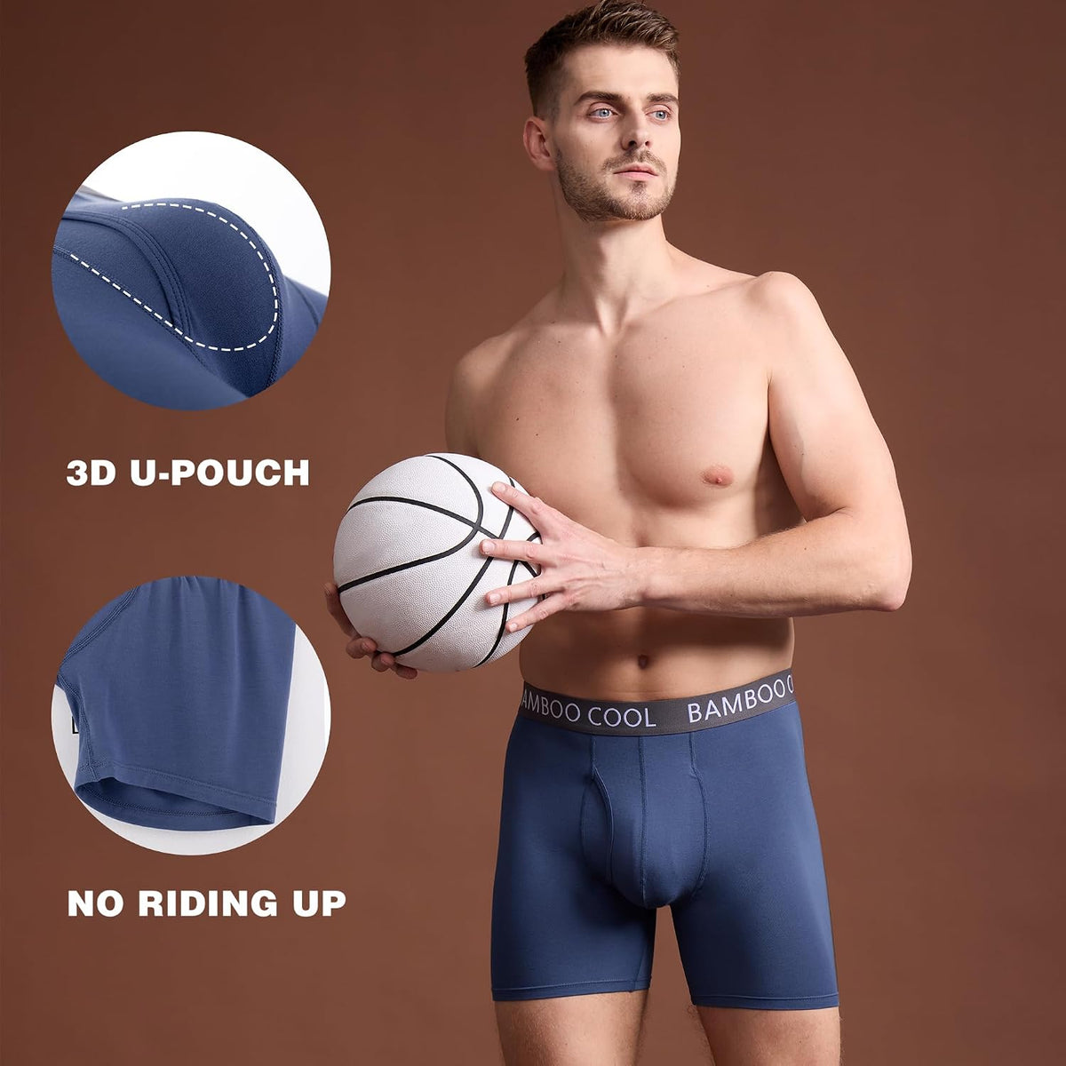 Bamboo Cool moisture-wicking boxer briefs elastic waistband close up