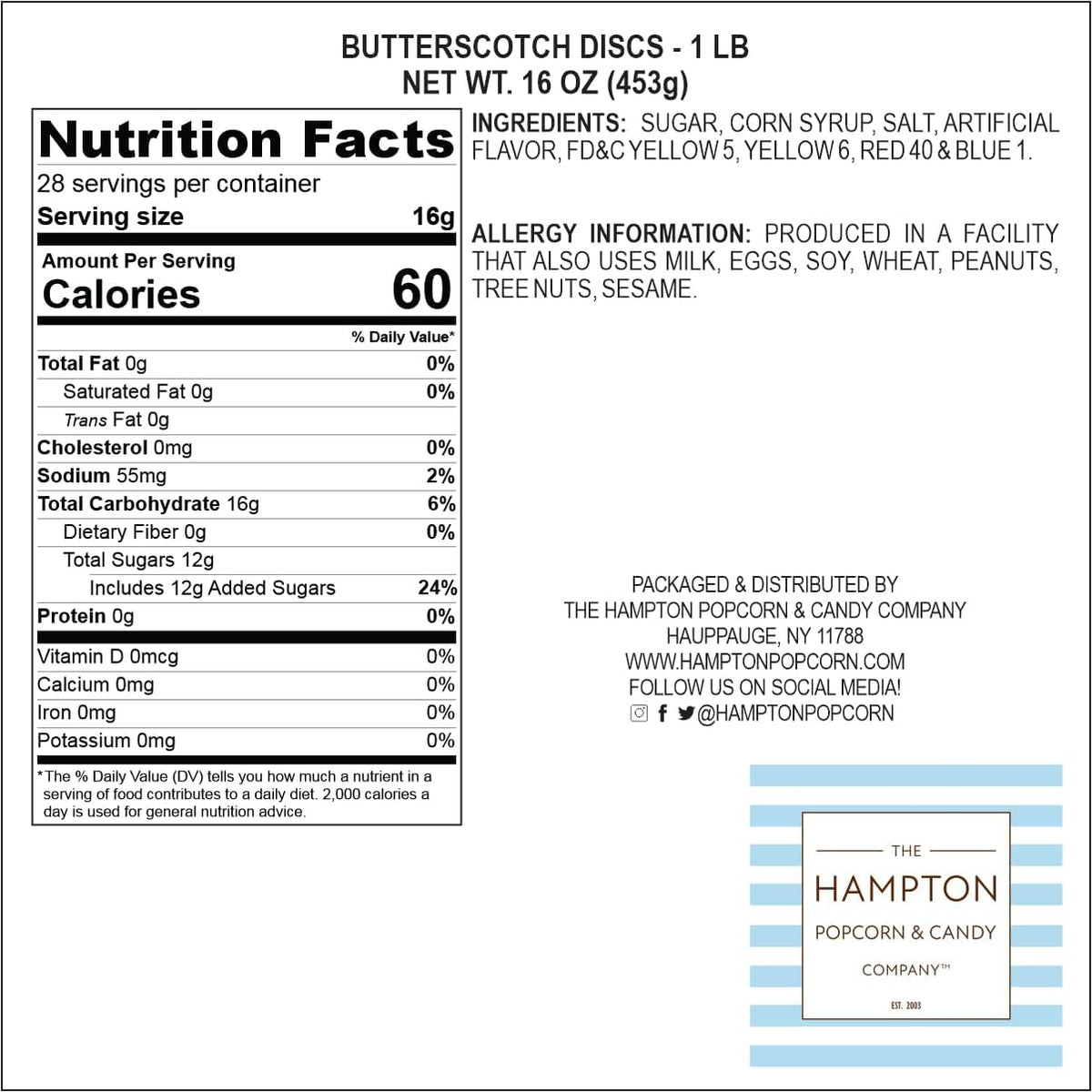 The Hampton Popcorn Company butterscotch candy in a bowl