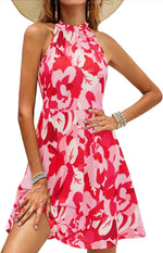 OUGES Women's Halter Neck Floral Summer Casual Vacation Sundress 2026 | Lightweight, Soft,Summer Casual Sundress 2026, A-Line Beach Dress for Holiday, Daily Wear - Image 13