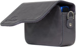 MegaGear leather case open top view with camera compartment