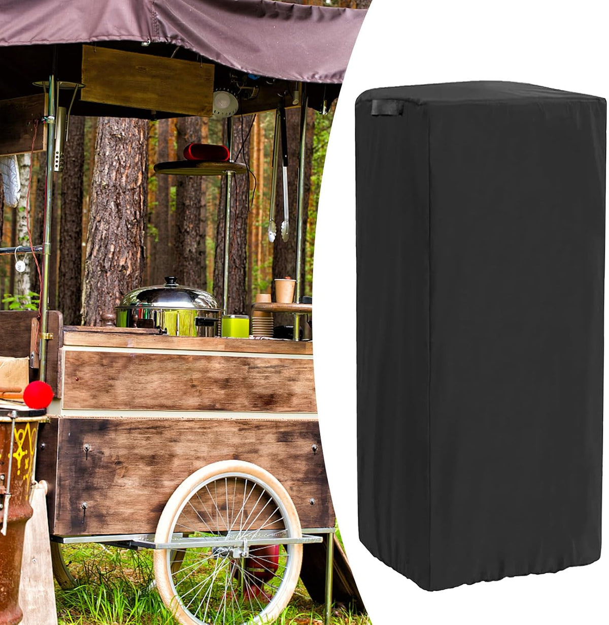 Cadufuelly black protective cover fitted on commercial popcorn maker