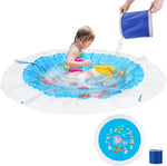 Giveuplay baby beach pool and blanket front view showing ocean theme design