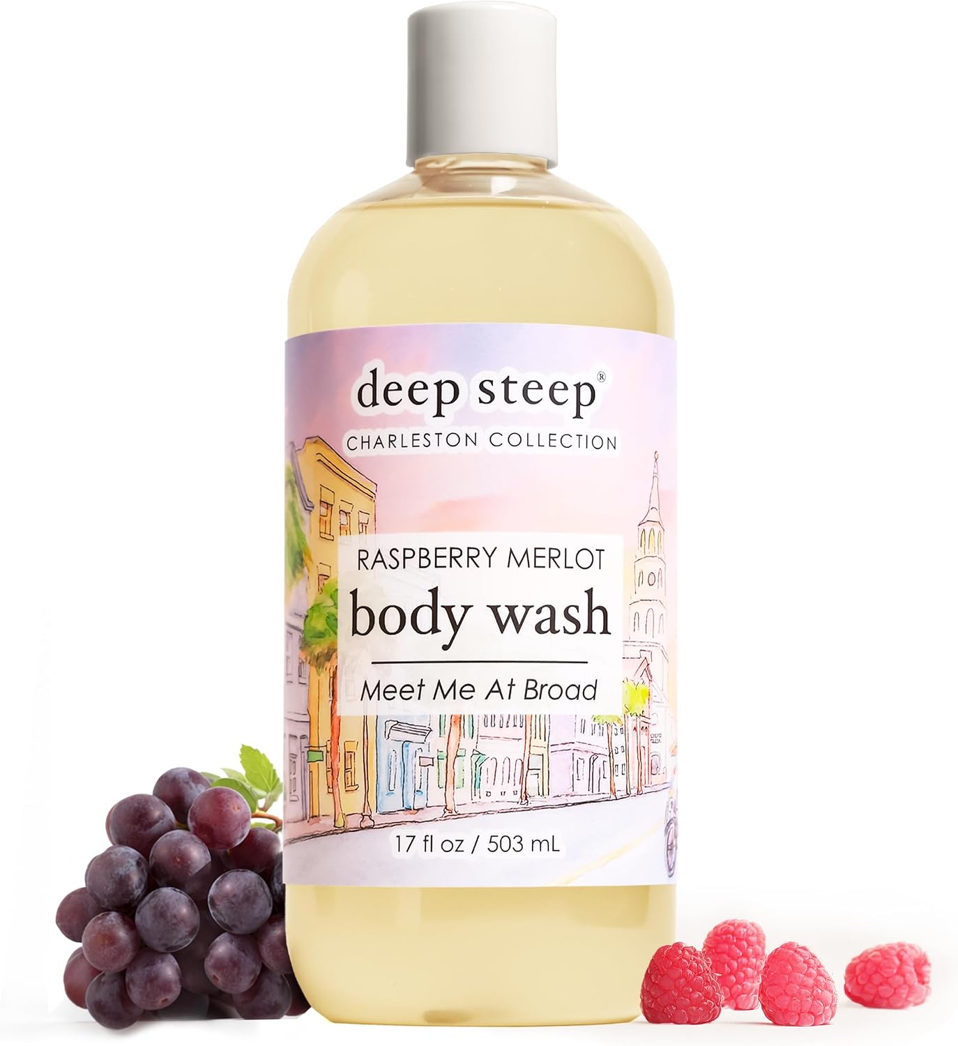 Deep Steep Raspberry Merlot body wash front view bottle