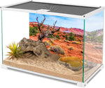 AWERT blue sky oasis reptile habitat backdrop installed on aquarium exterior