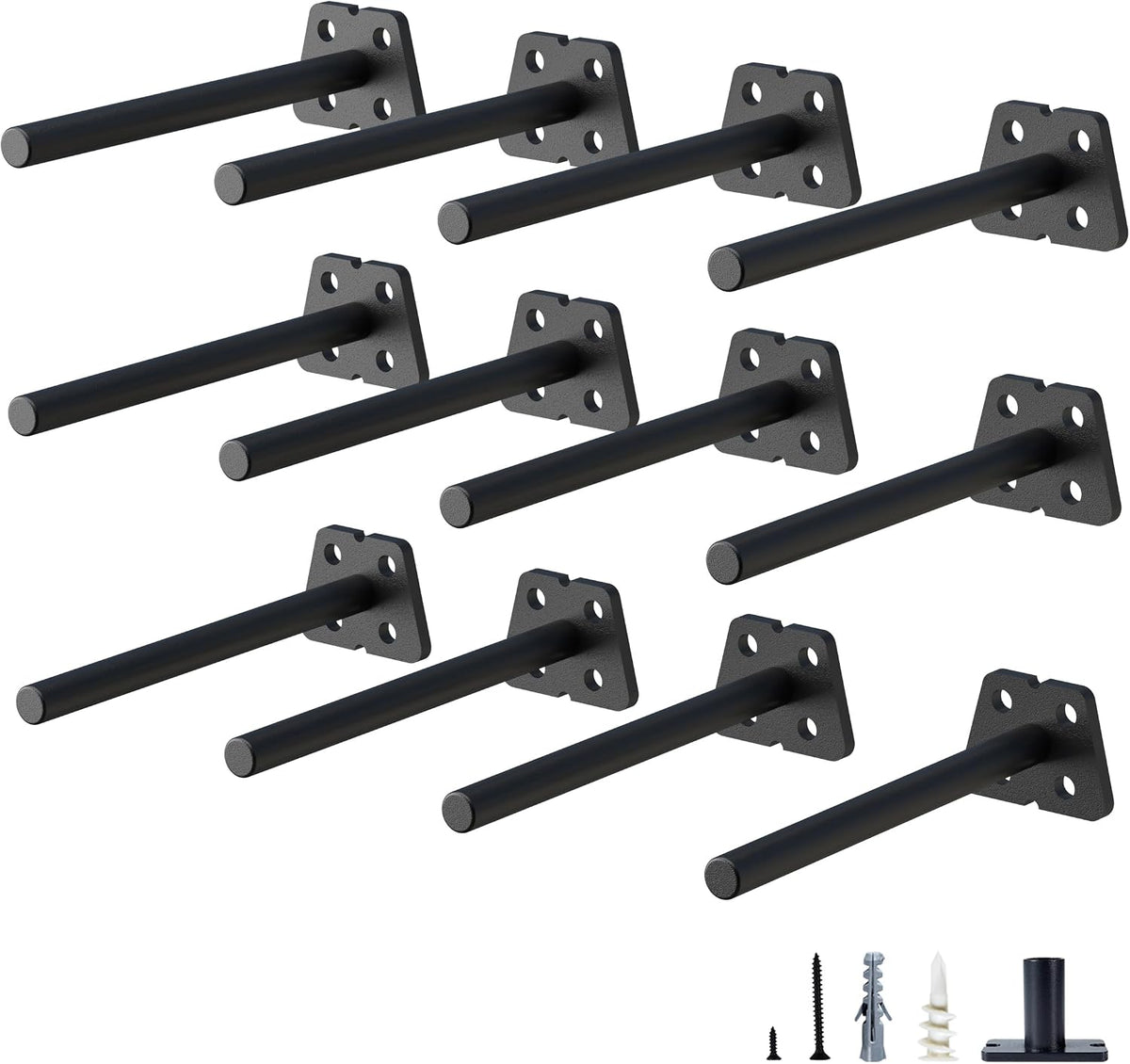 NEODROP 6-Pack 4 Inch Hidden Floating Shelf Bracket, Heavy Duty Blind Shelf Support Hardware | Invisible Wall Brackets for Kitchen, Fireplace Mantel Wood Shelves | Black Powder Coated Solid Steel - Image 12