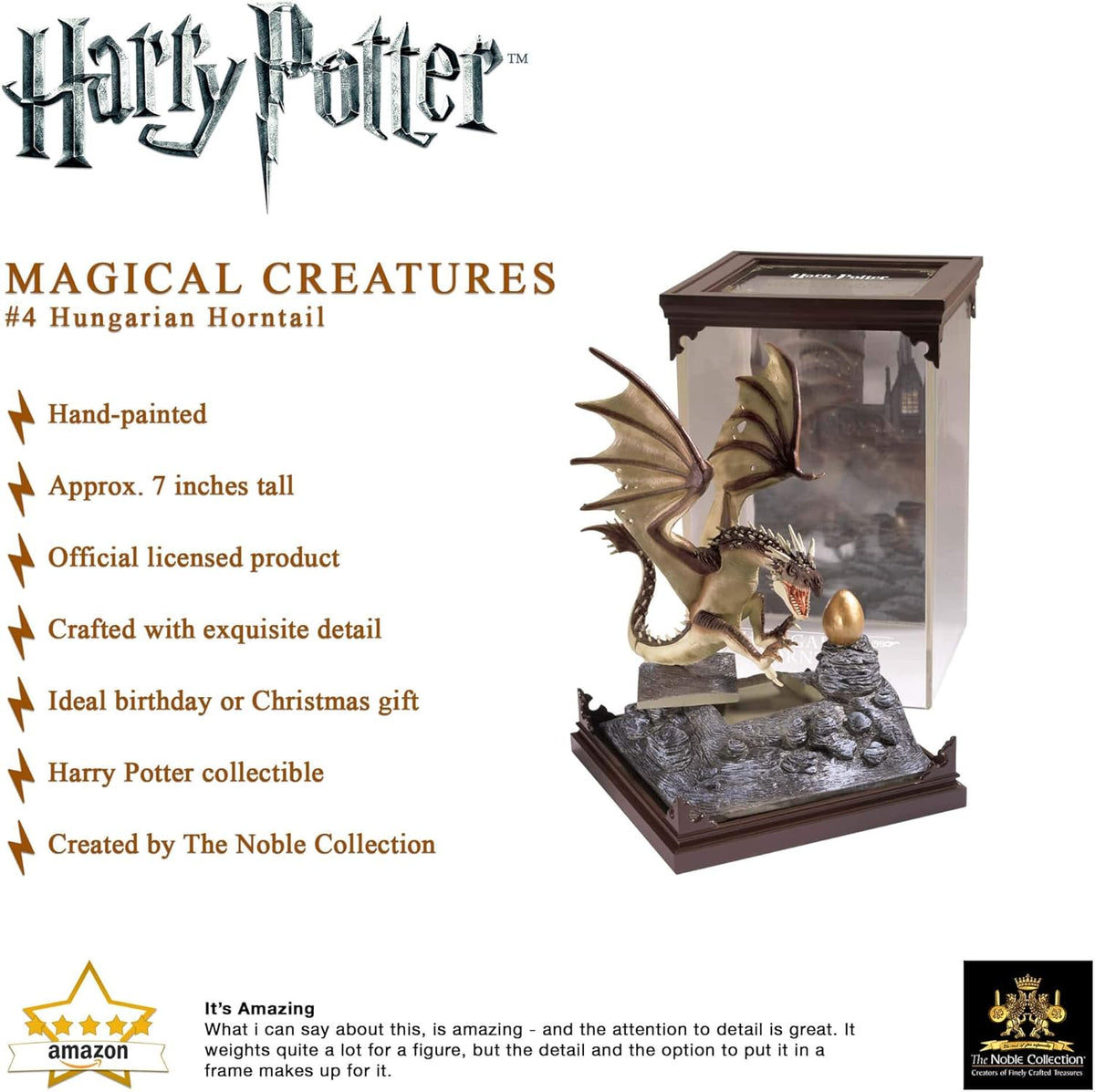 Hungarian Horntail dragon inside clear acrylic display case