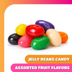 Premium imported fruit and licorice flavored jelly beans close up texture