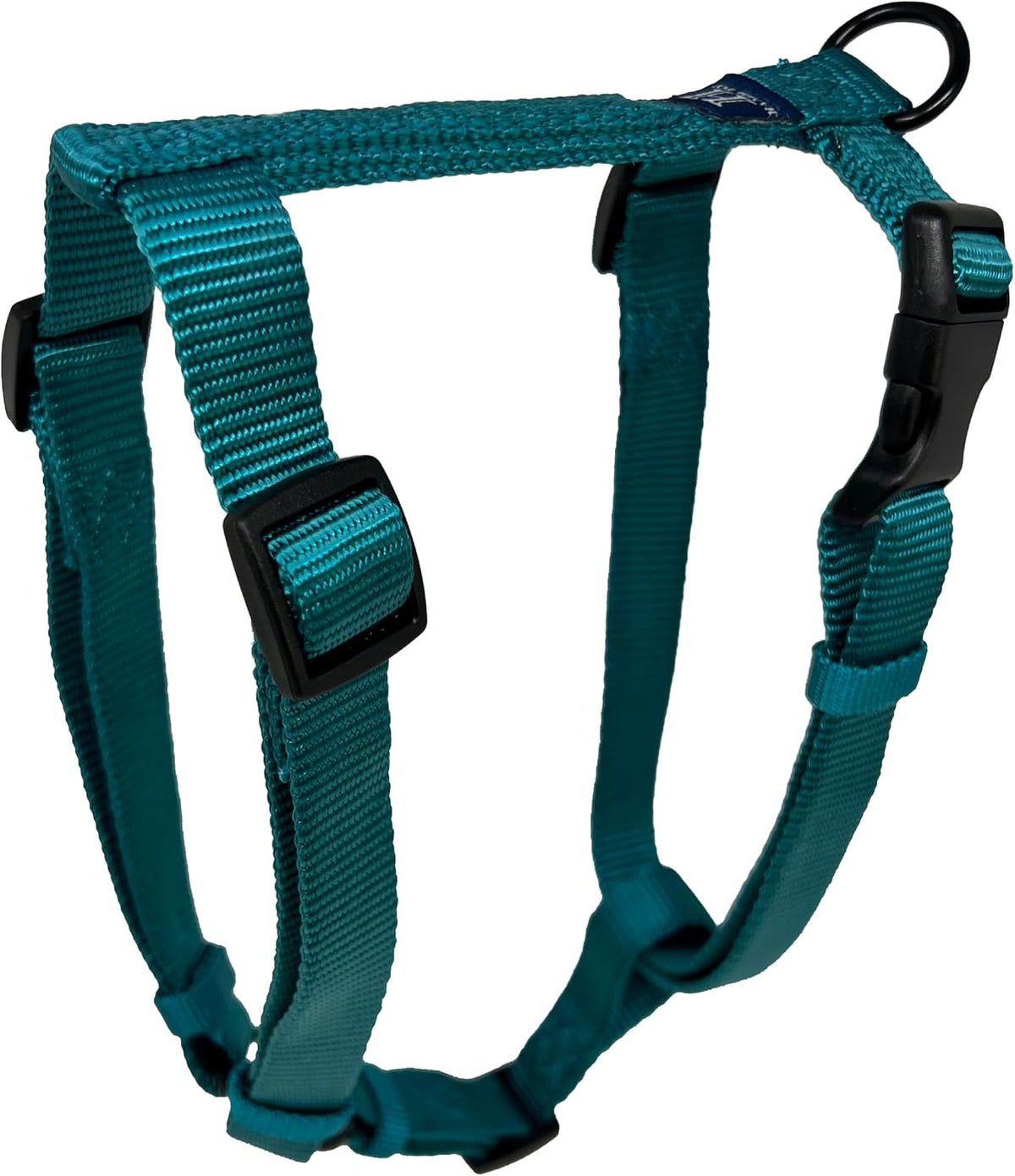 Full view of Hamilton purple nylon harness with hardware