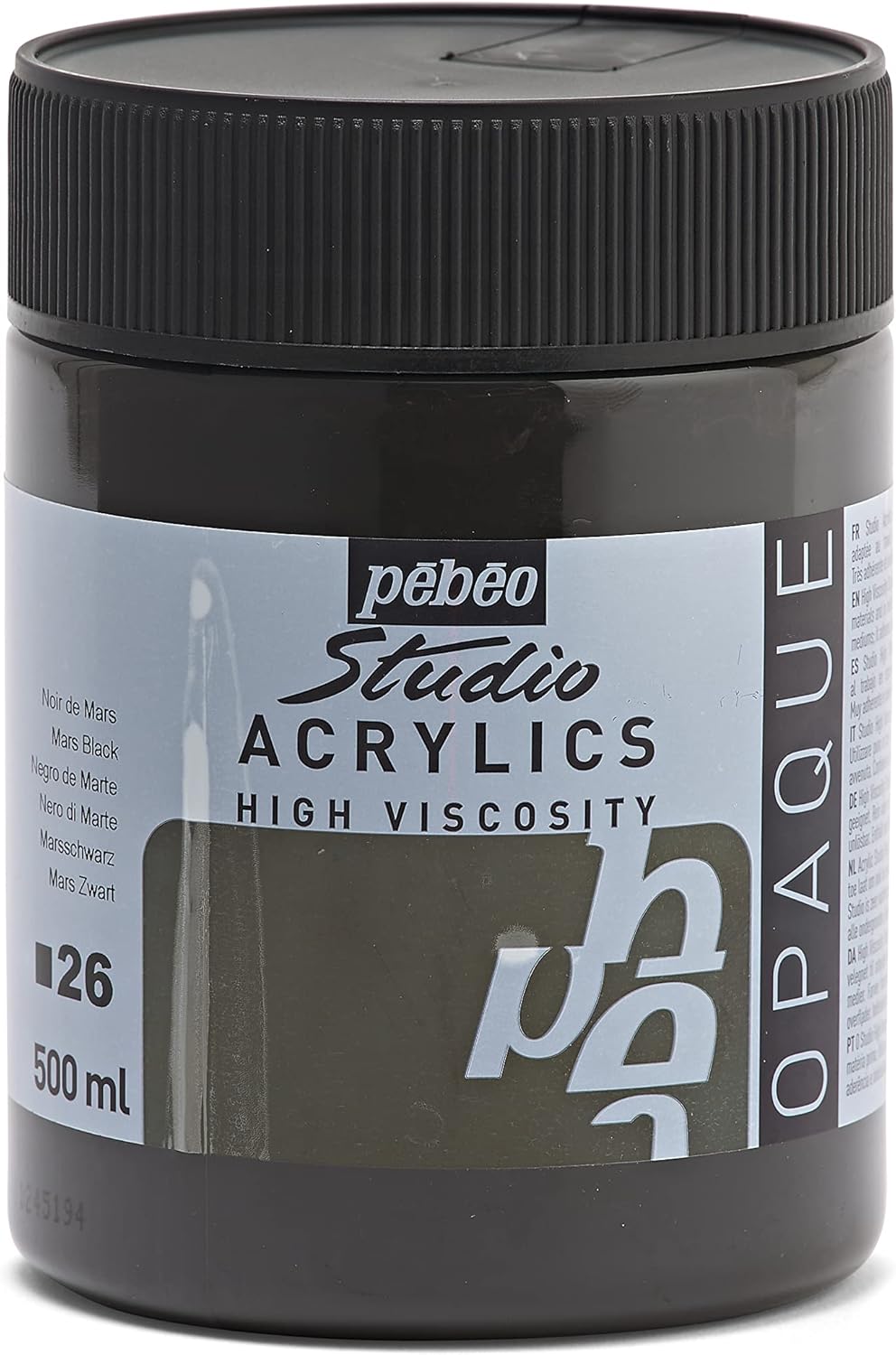 Pebeo Studio Acrylics 500-milliliter Acrylic Paint, Mars Black - Image 1
