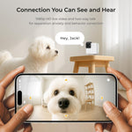 Petcube indoor monitoring device demonstrating night vision capabilities in dark rooms