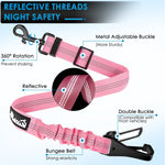 Lukovee adjustable dog car seat belt with reflective bungee