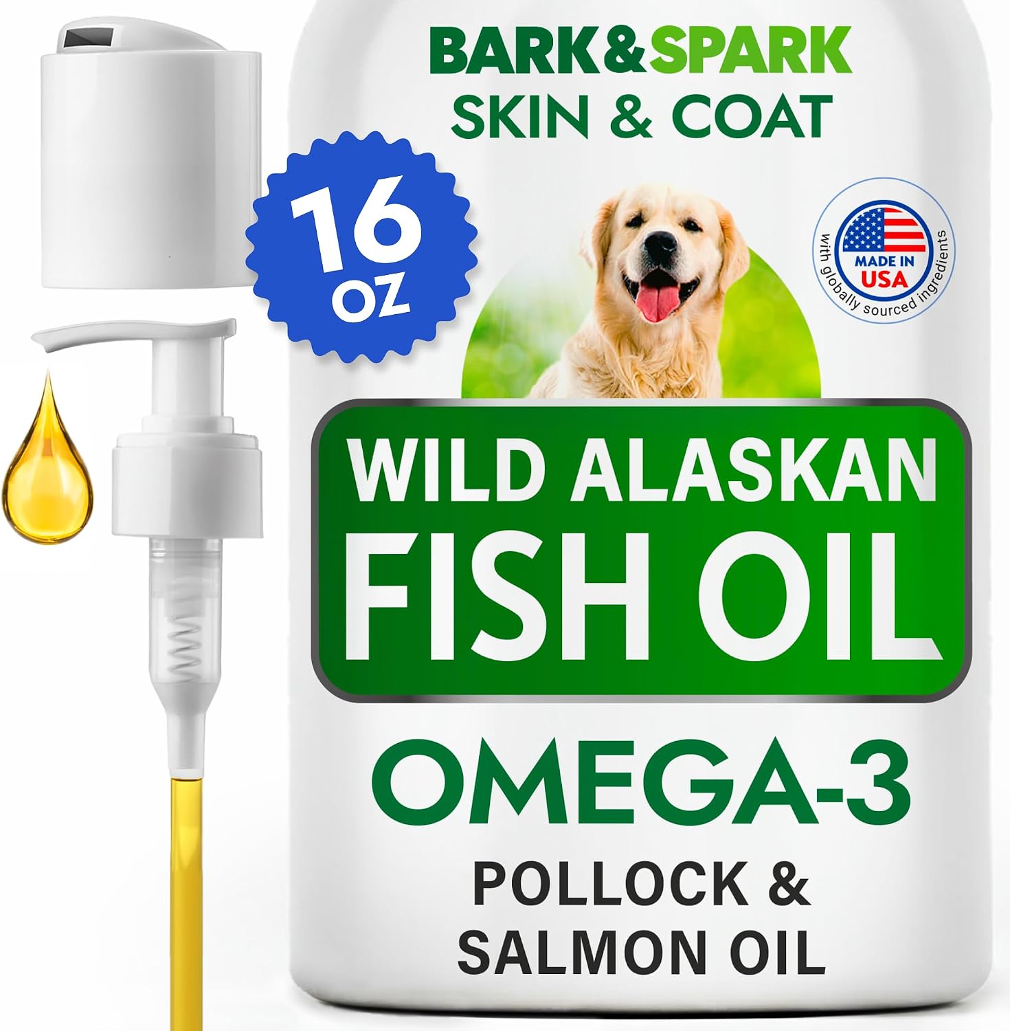 Bark&Spark fish oil for dogs and cats front view bottle