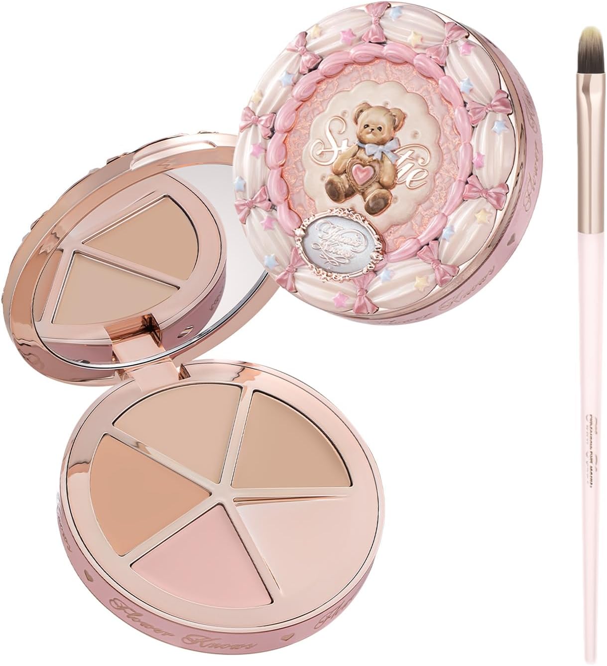 Flower Knows The Sweetie Bear 4-Color Concealer Palette+Concealer Brush - Image 1