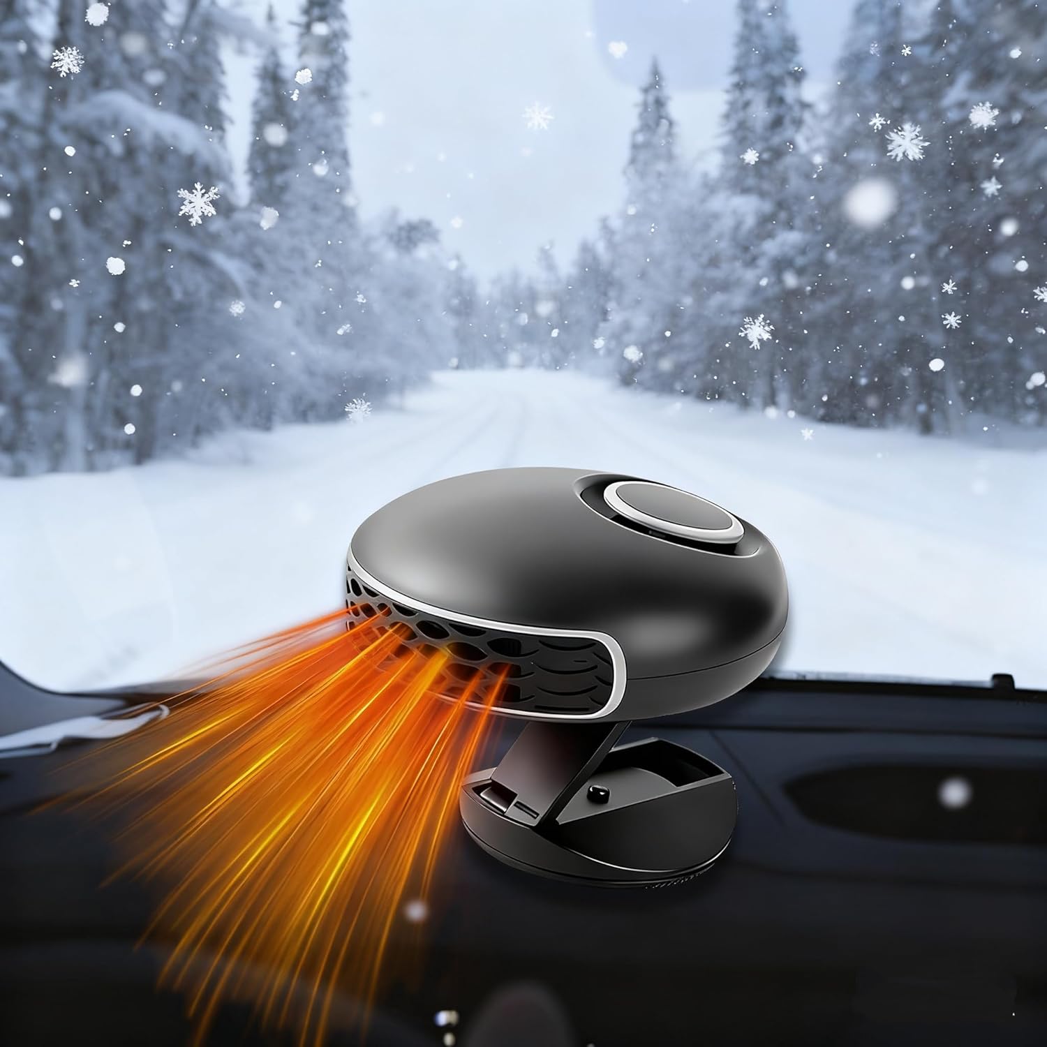 Ciciglow portable car heater front view showing compact design on dashboard