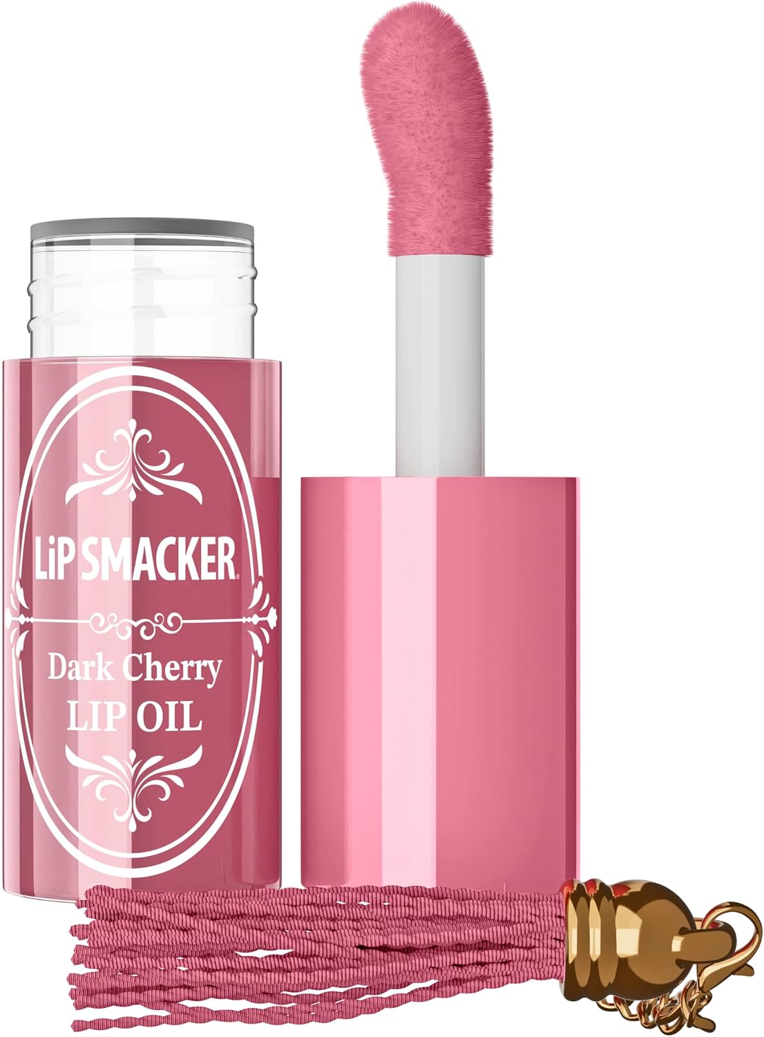 Lip Smacker Dark Cherry nourishing lip oil applicator wand close up