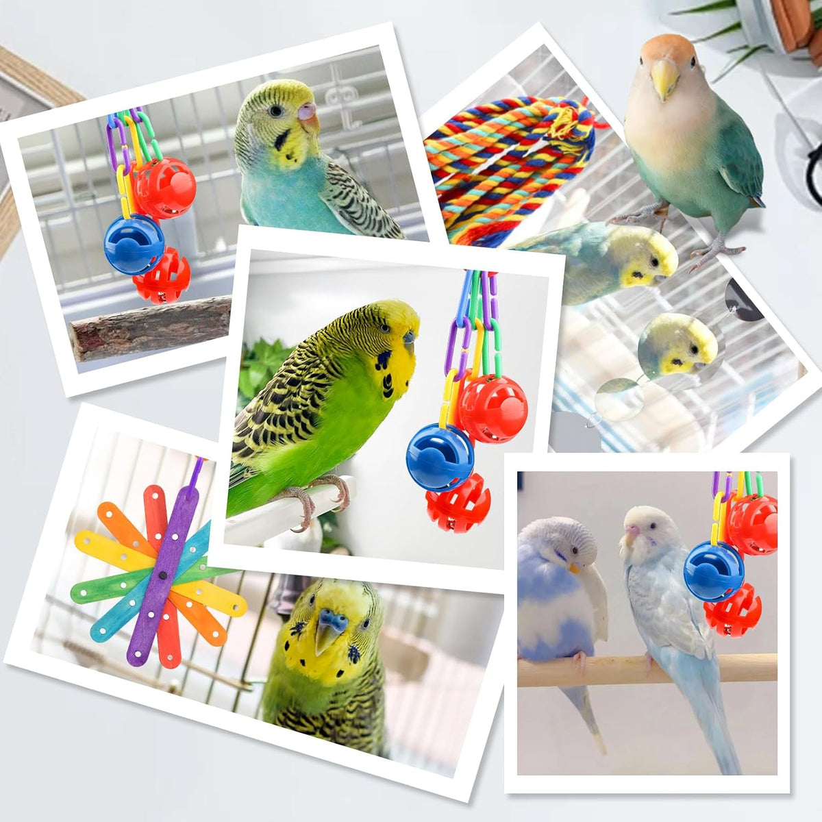 Quozuo small bird cage accessories showcasing durable non toxic materials and metal hooks.