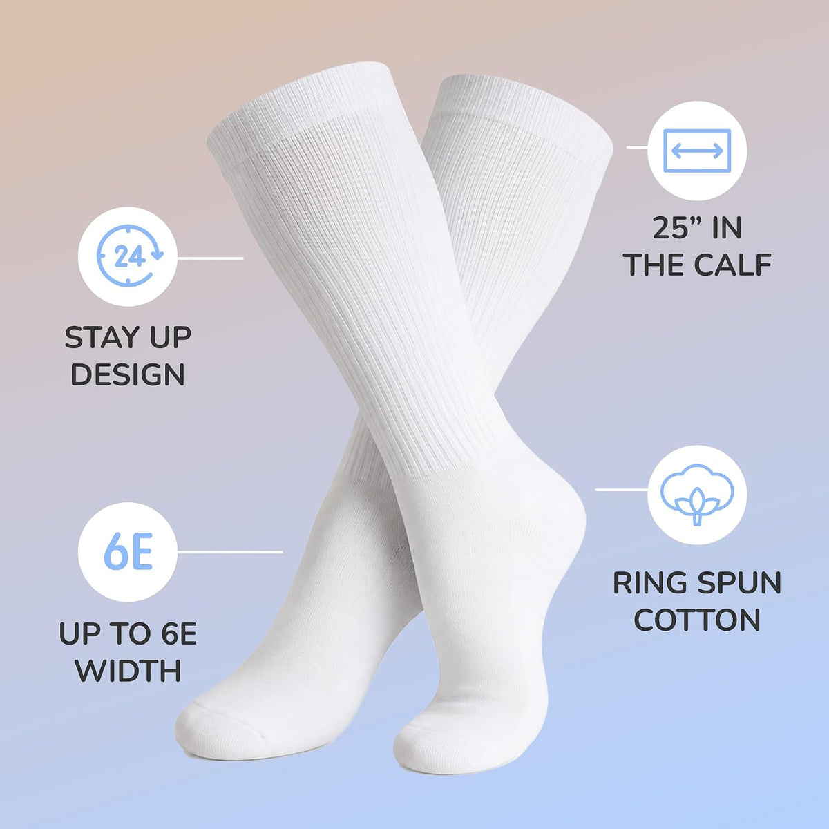 Unisex wide fit socks worn on foot