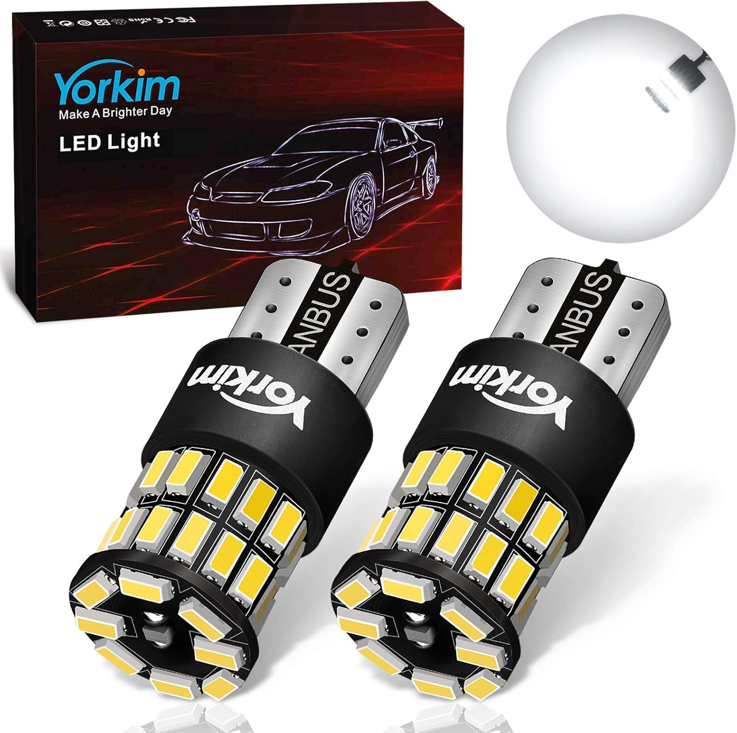 Yorkim 194 LED bulb front view premium automotive interior lighting