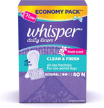 Whisper daily liners clean and fresh front view packaging