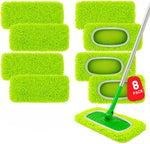 Oerbios 8 pack reusable chenille microfiber mop pads front view showing green textured loops.