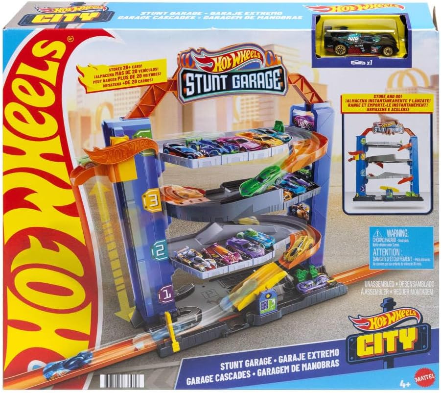 Hot Wheels City Stunt Garage front view playset