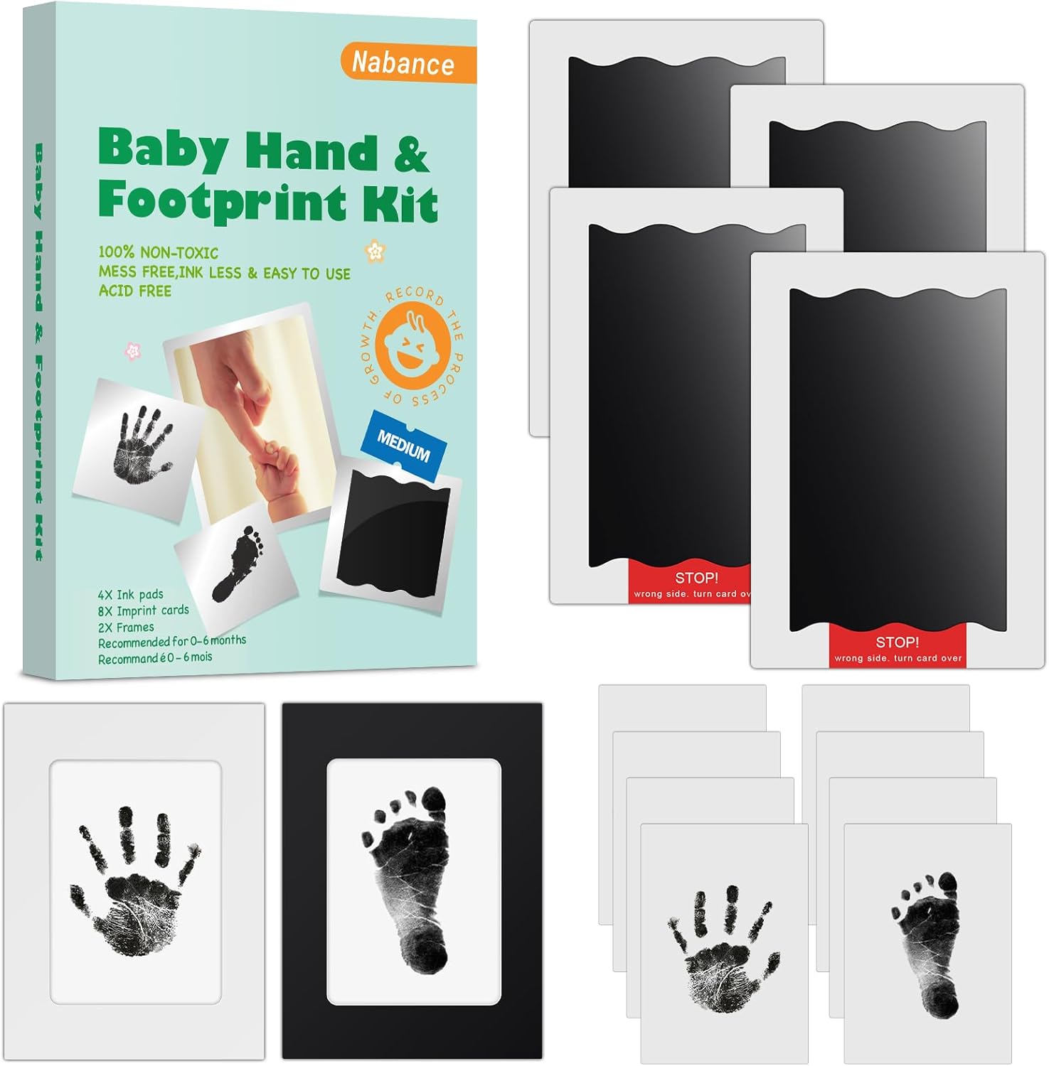 Nabance baby hand and footprint kit front view showing packaging box