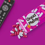 Good And Plenty movie marathon snack box packaging close up details