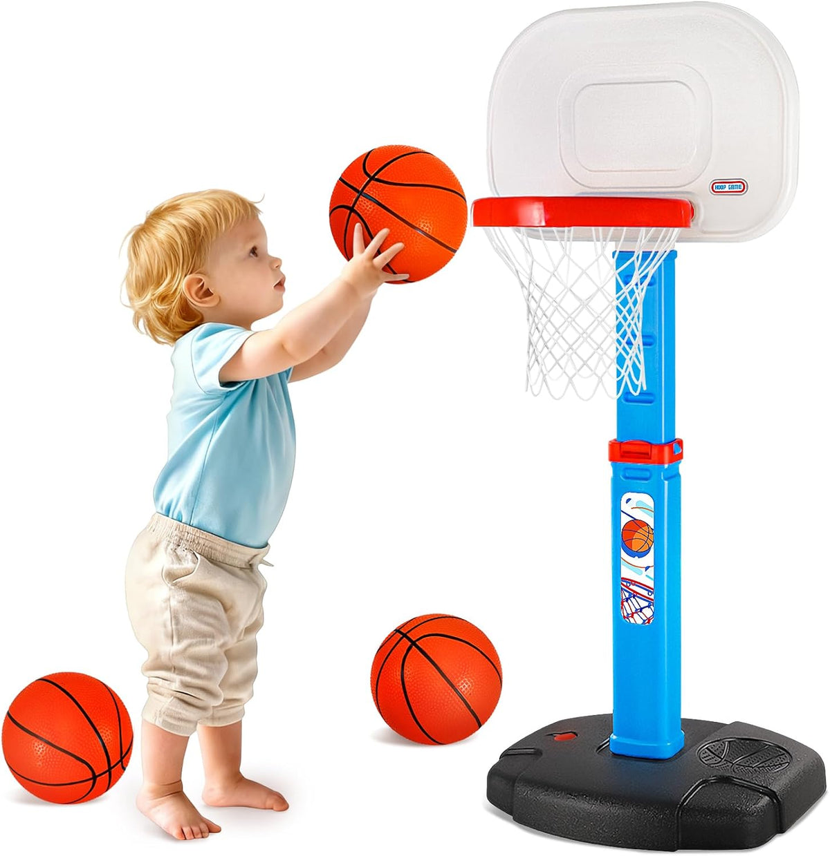 Aokesi adjustable toddler basketball hoop front view