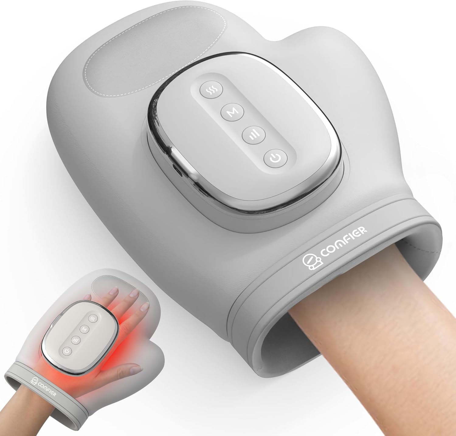 COMFIER cordless hand massager front view showing control panel buttons