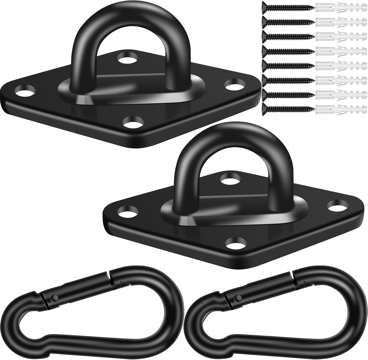 Feanron heavy duty hammock hooks front view showing black premium finish.