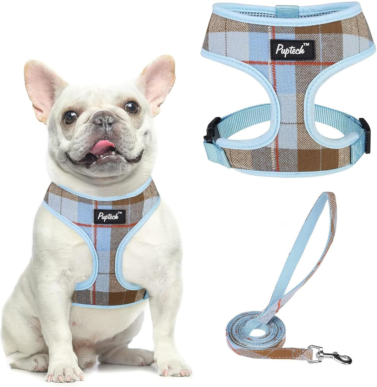 PUPTECK small dog harness and leash set front view