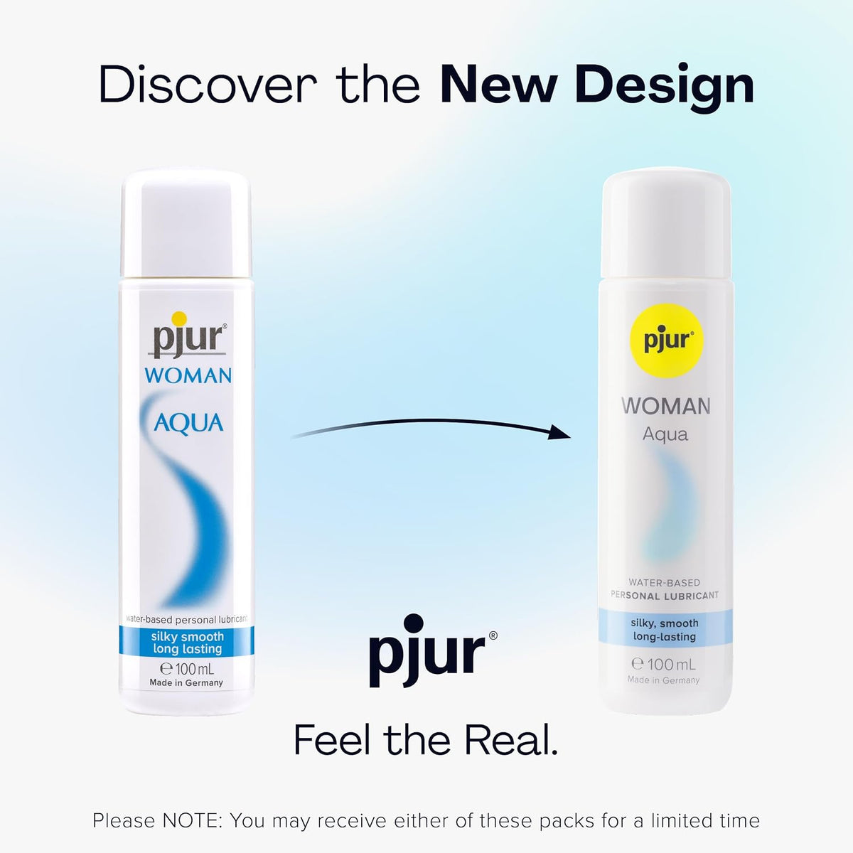 Pjur Woman Aqua lubricant 100 ml bottle label closeup