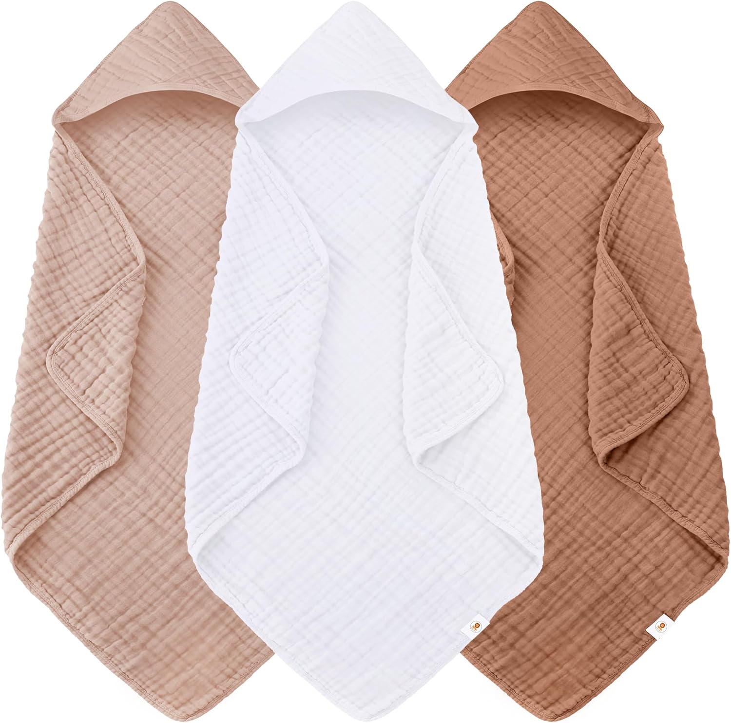 Sunny Zzzzz muslin hooded baby bath towels 3 pack front view