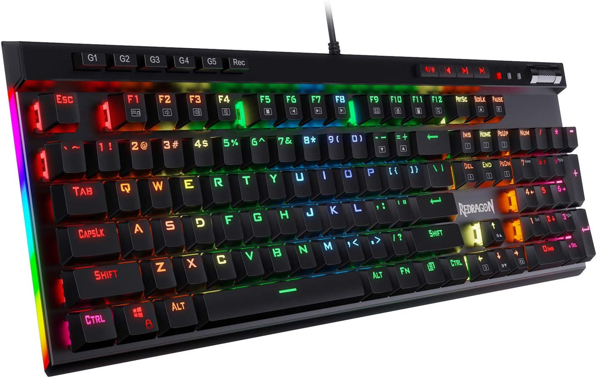Redragon K580 mechanical gaming keyboard front view with RGB lighting