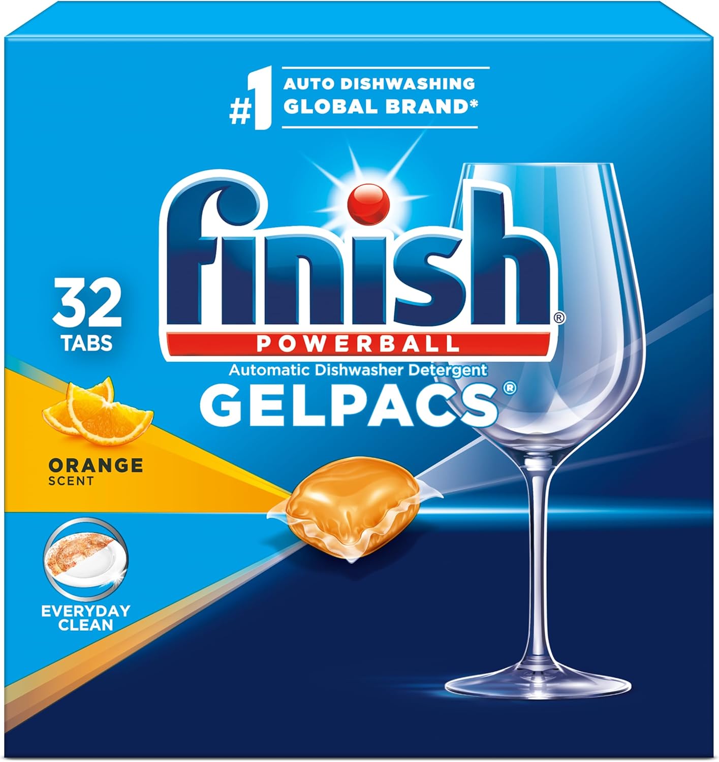 Finish Gelpacs Dishwasher Detergent, Orange Scent, 32 Count - Image 1