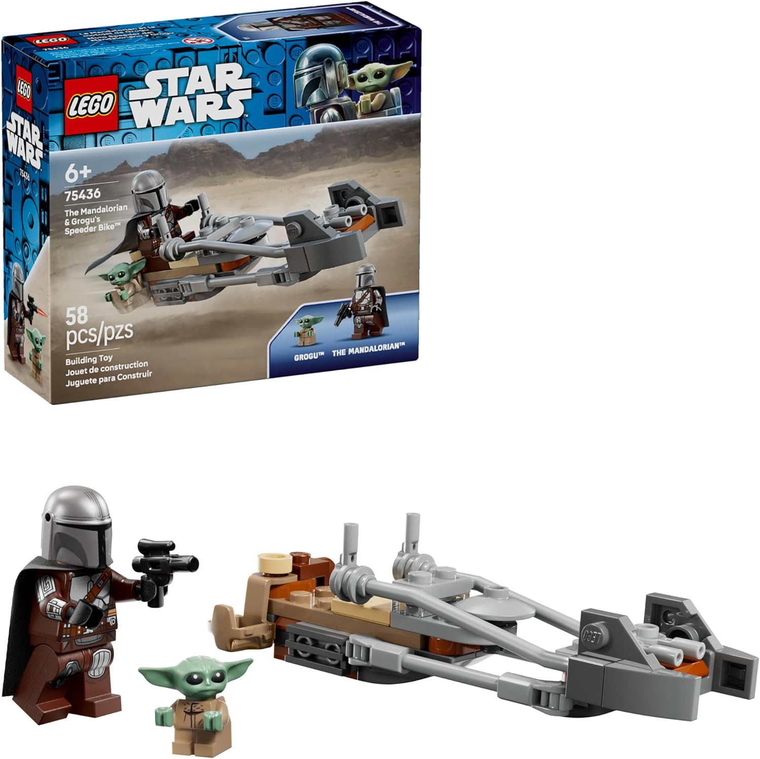 Lego Star Wars The Mandalorian and Grogu Speeder Bike front view