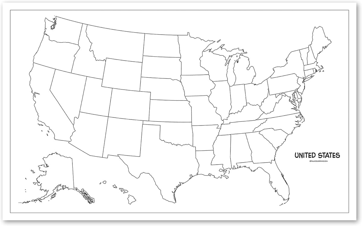 Heavy duty laminated surface texture of the US map poster