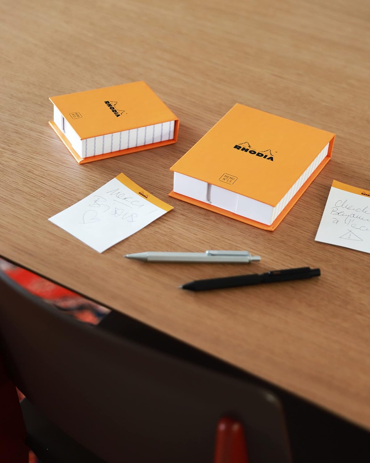 Rhodia memo pad box set angled display with open pages