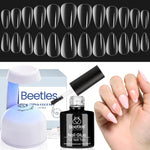 Beetles gel nail kit including 500 piece almond short tips and mini UV LED lamp acrylic nail extensions