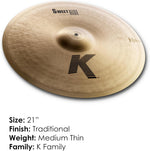 Zildjian 21 Inch K Sweet Ride traditional hammering detail