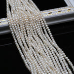 Close up of 3-4mm white freshwater cultured pearls
